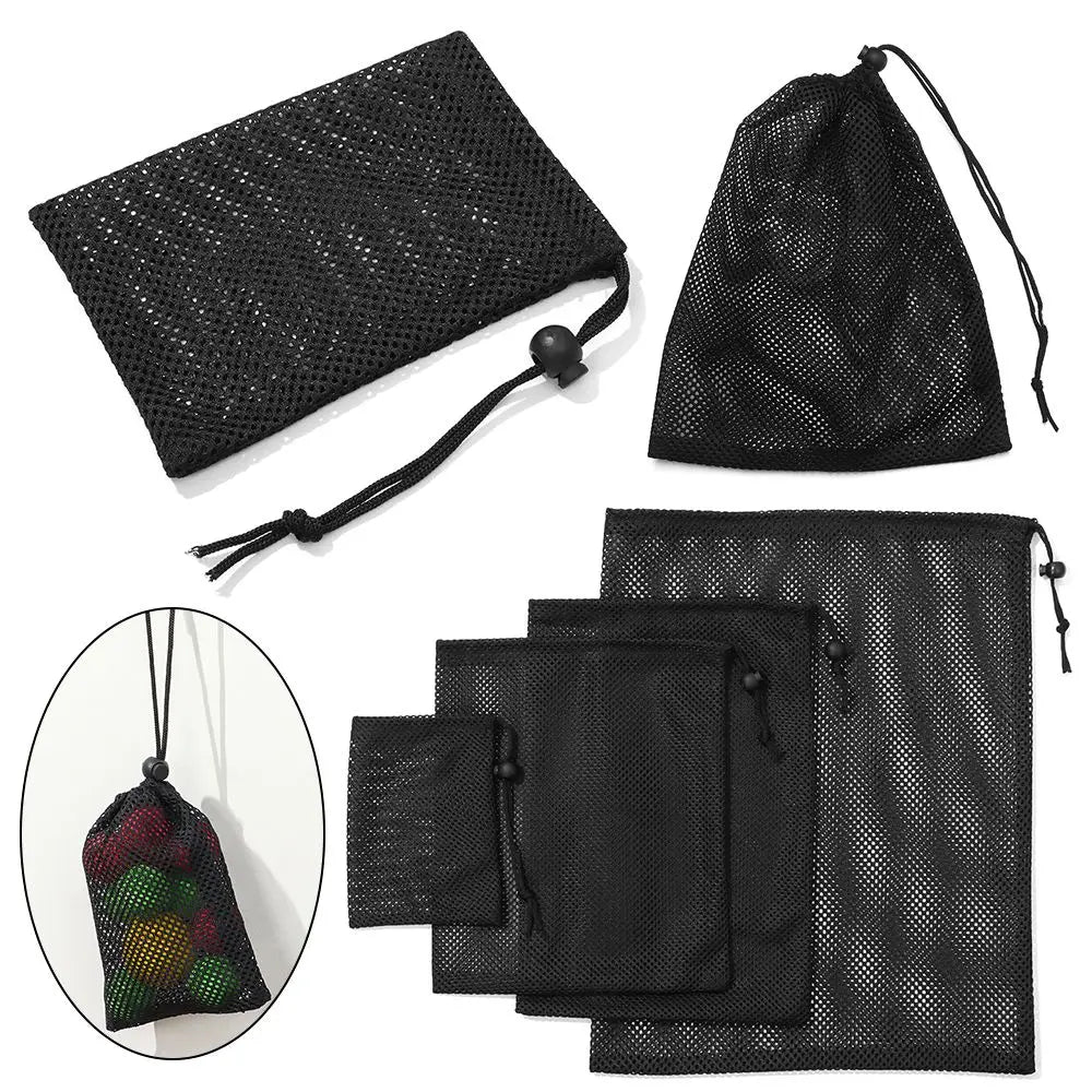 1PC Nylon Mesh Drawstring Storage Pouch