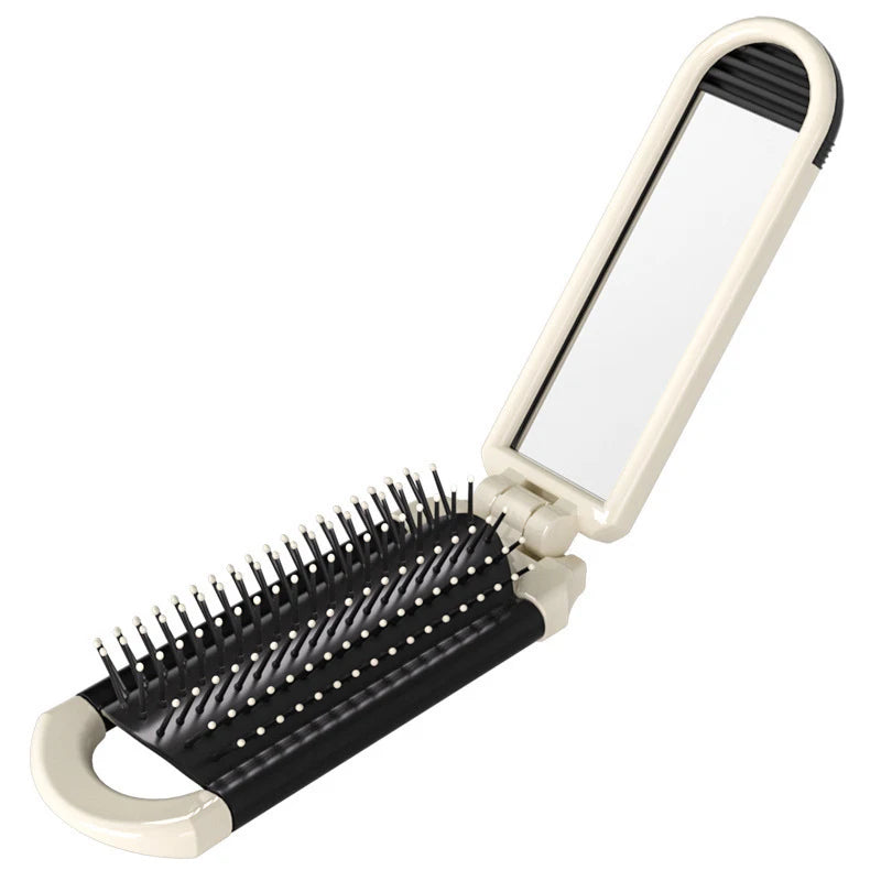 Foldable Hair Brush With Mirror