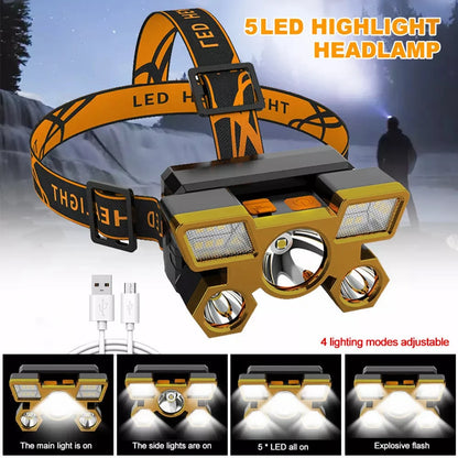 Rechargeable Portable 5LED Headlight Torch