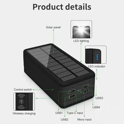 100000mAh Solar Power Wireless Charging